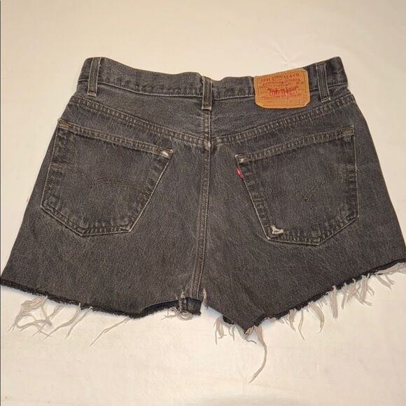 Levi's Pants - Levi’s 501 Raw Hem Black Denim Shorts, waist measures 30”